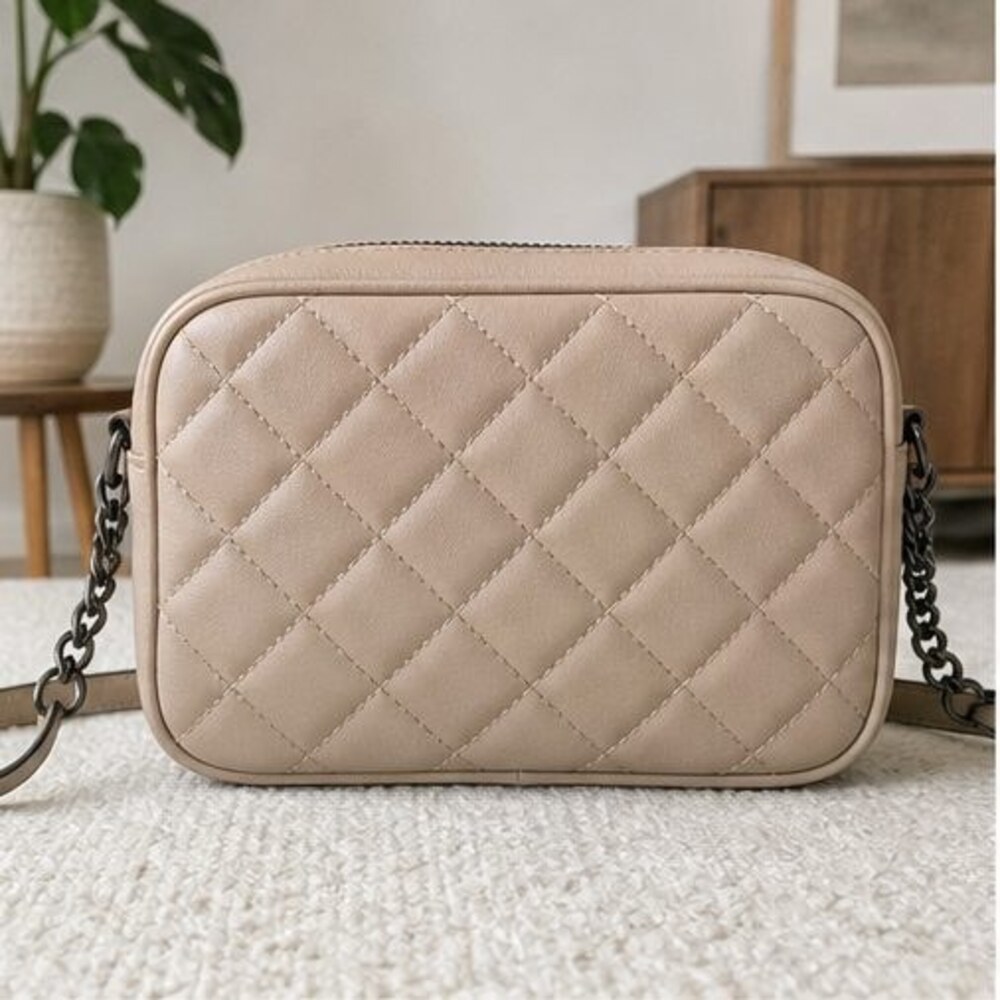 Sand Quilted Crossbody Bag